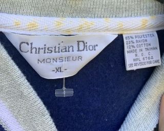 Vintage CHRISTIAN DIOR Monsieur Mens XL Tracksuit Top AND Bottom White Blue Grey 4