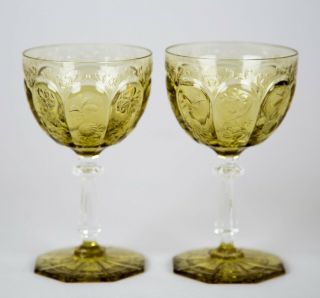 Vintage Engraved Cut Crystal Wine Glasses Set Of 2 Exceptional Quality