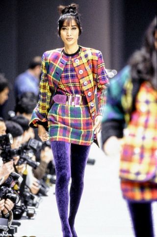 Gianni Versace Couture A/w 1991/92 Vintage Multi - Coloured Plaid Jacket
