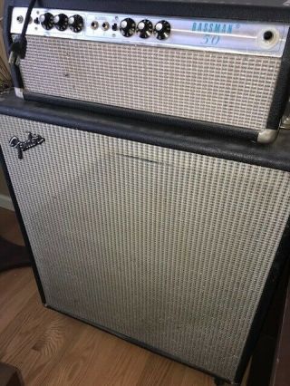 Vintage 70s Fender Bassman 50 Amp Amplifier And Speakers