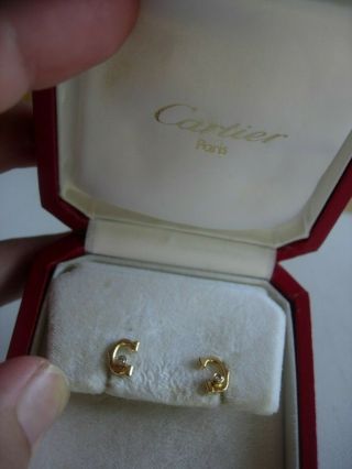 Cartier vintage 18k yellow gold and diamond earrings.  Rare 2