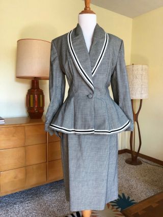 50s Lilli Ann Suit Dress Set 1950s Black & White Designer San Francisco Vintage