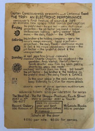 Vintage Handbill Trips Festival 1966 PNE Garden 2