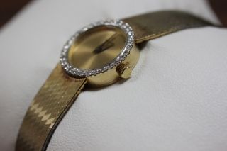 Vintage Ladies Concord 14K Yellow Gold Case and Diamond Bezel Watch 3