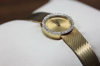 Vintage Ladies Concord 14K Yellow Gold Case and Diamond Bezel Watch 4