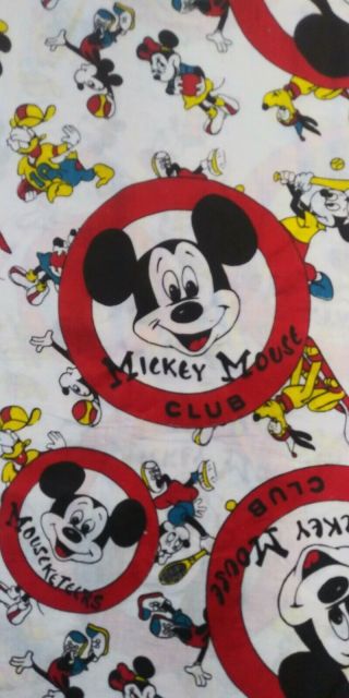 VTG RARE 60s 70 Disney Fabric Craft Mickey Mouse Club 107x36 Walt Disney 3