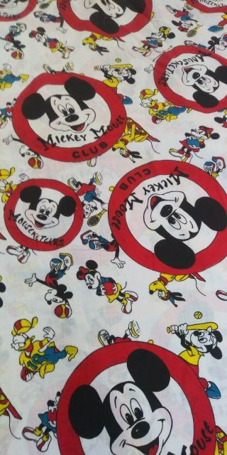 VTG RARE 60s 70 Disney Fabric Craft Mickey Mouse Club 107x36 Walt Disney 5