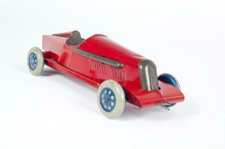 Vintage C1930 French Tinplate Clockwork Racing Car Or Roadster