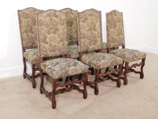 Antique Set Of 6 19th Century Tapestry Upholstered William & Mary Side Chairs