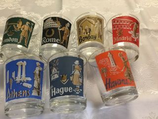 Vintage Libbey Cities of the World Drinking Glasses Set of 7 4