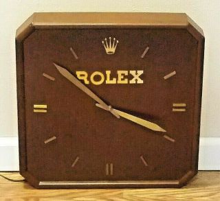 Rare Vintage Wood Rolex Dealer Wall Clock 16 " X 16 " Octagonal
