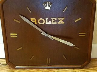 Rare Vintage Wood Rolex Dealer Wall Clock 16 