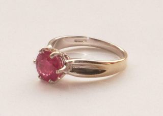 RARE UNUSUAL ANTIQUE VINTAGE LARGE 2.  3ct RUBY SOLITAIRE GOLD RING 4