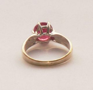 RARE UNUSUAL ANTIQUE VINTAGE LARGE 2.  3ct RUBY SOLITAIRE GOLD RING 5