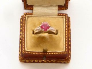 RARE UNUSUAL ANTIQUE VINTAGE LARGE 2.  3ct RUBY SOLITAIRE GOLD RING 7
