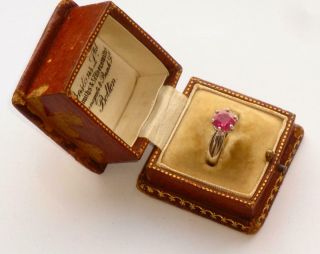 RARE UNUSUAL ANTIQUE VINTAGE LARGE 2.  3ct RUBY SOLITAIRE GOLD RING 8