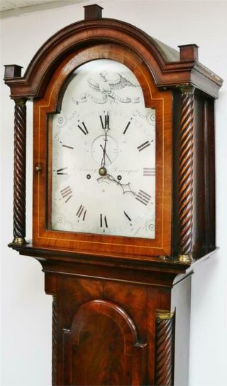 Antique English Regency 8 Day Mahogany South West Grandfather Longcase Clock 6
