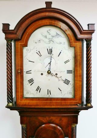 Antique English Regency 8 Day Mahogany South West Grandfather Longcase Clock 7