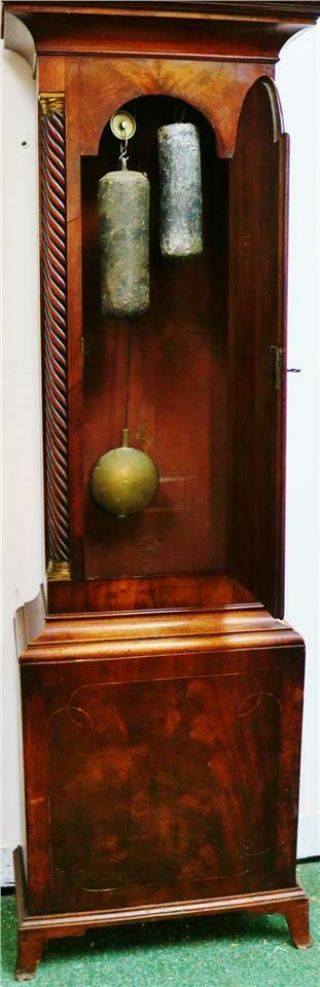 Antique English Regency 8 Day Mahogany South West Grandfather Longcase Clock 8
