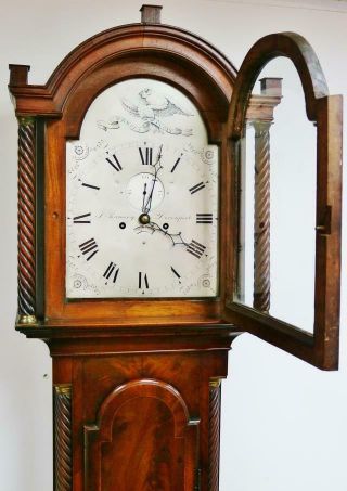 Antique English Regency 8 Day Mahogany South West Grandfather Longcase Clock 9