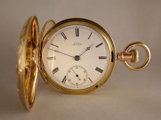 142 Years Old Waltham " A.  T.  & Co.  " 18k Gold Filled Hunter Case 18s Pocket Watch