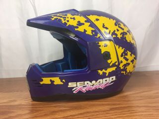 Vintage 1994 Lazer Snell Seadoo Racing Helmet Jet Ski Water Purple Yellow Medium