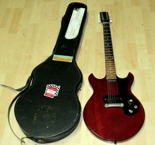 VINTAGE 1965 GIBSON MELODY MAKER RED WITH CASE SERIAL 281470 2