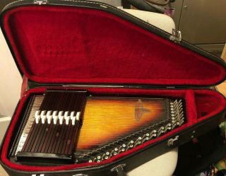 Vintage Rbi Sunburst Chromaharp Zither Lap Autoharp15 Chord 36 String W/ Case
