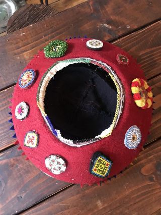 Peruvian Peru Hat Textile Vintage Wool W Beading 3
