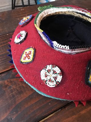 Peruvian Peru Hat Textile Vintage Wool W Beading 4