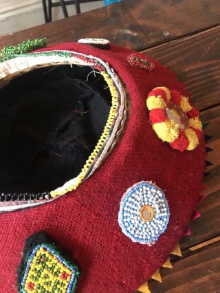 Peruvian Peru Hat Textile Vintage Wool W Beading 5