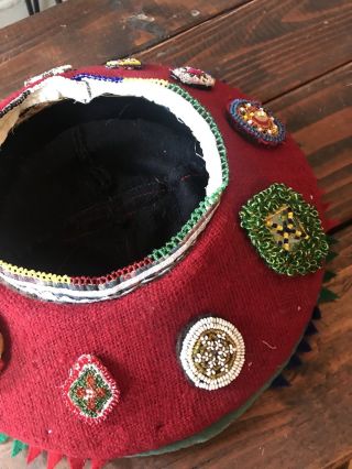 Peruvian Peru Hat Textile Vintage Wool W Beading 6