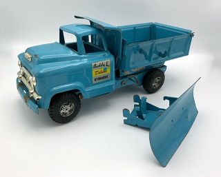 Vintage Buddy L Gmc Deluxe Hydraulic Dump Truck W/plow Blade Repaired