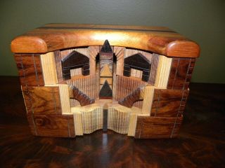 Vtg Po Shun Leong 1989 Hand Crafted Exotic Art Wood Jewelry Box Sculpture Signed