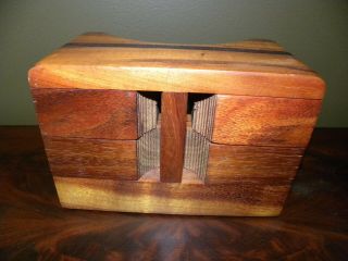 Vtg Po Shun Leong 1989 Hand Crafted Exotic Art Wood Jewelry Box Sculpture Signed 8