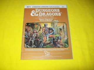 Ac5 Player Character Record Sheets Dungeons & Dragons Tsr 9037 - 1 Rare