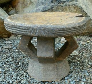 Antique African Tribal Dogon People Carved Wood Stool Chair From Mali,  Africa