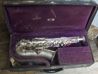 Vtg Conn Alto Saxophone Silver Case & Mouthpiece