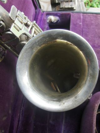 Vtg Conn Alto Saxophone Silver Case & Mouthpiece 4