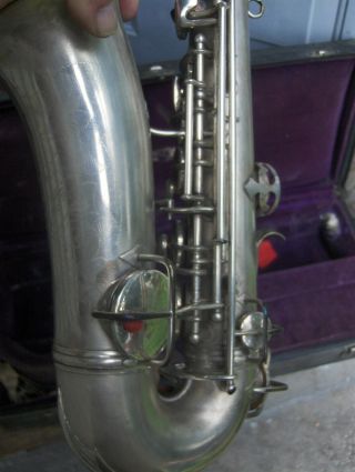 Vtg Conn Alto Saxophone Silver Case & Mouthpiece 6