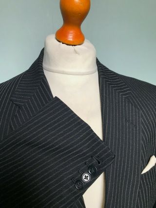 Vintage 1950 ' s bespoke three 3 piece chalk stripe suit size 40 2