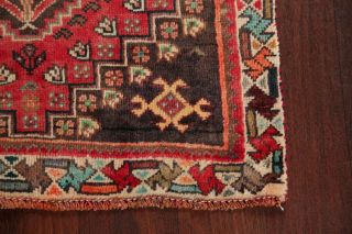 Vintage Geometric Abadeh Tribal Runner Rug Hand - Knotted Oriental Wool Carpet 2x5