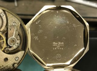 Antique OMEGA 14k Gold Octagonal Open Face Pocket Watch 10