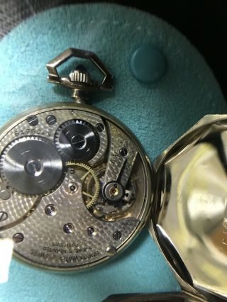 Antique OMEGA 14k Gold Octagonal Open Face Pocket Watch 11