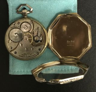 Antique OMEGA 14k Gold Octagonal Open Face Pocket Watch 7