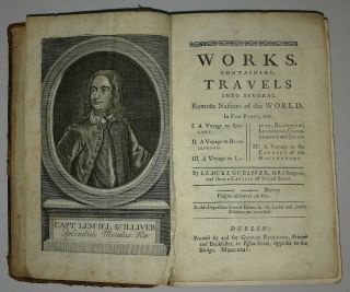 Antique Rare Book First Edition Gullivers Travels 1735,  Swift,  Faulkner,  Dublin