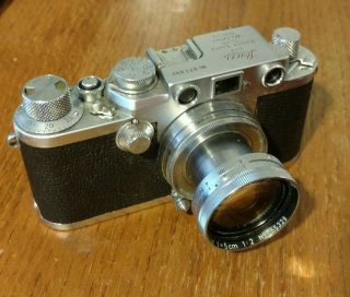 Leica Iiif Vintage 35mm Camera & Summitar 5cm 1:2 Lens - Leitz Germany Red Dial