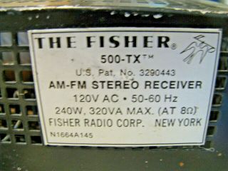 Vintage Fisher 500TX Stereo Receiver All,  500 TX 6