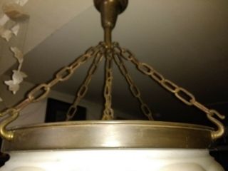 Early 1900 ' s Four Chain Snow Glass Chandeliers 10