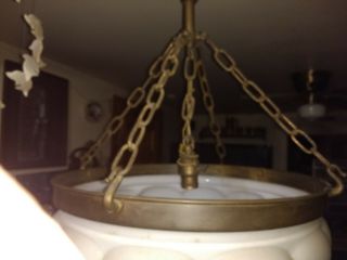 Early 1900 ' s Four Chain Snow Glass Chandeliers 9
